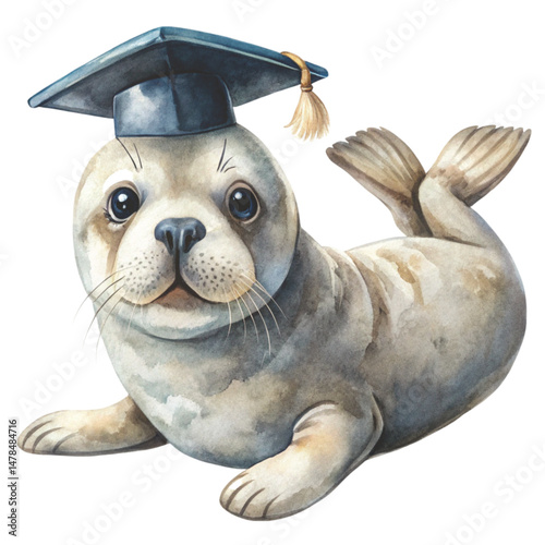 cutest animals in the world  wearing graduation caps White Background
