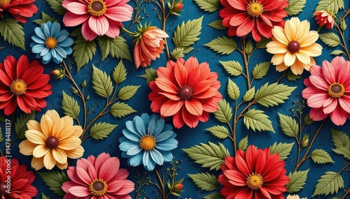 Intricate floral tapestry, rich textures, seamless repeat, woven, graphic