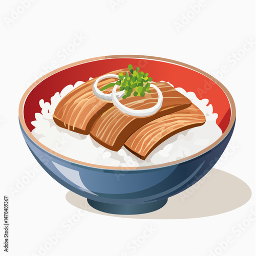 薄切り牛肉と玉ねぎのシンプルな牛丼アイコン