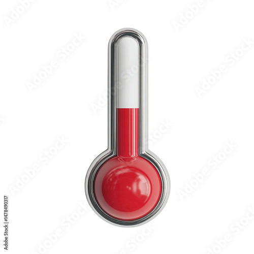 3D Render of a Red and White Thermometer Showing