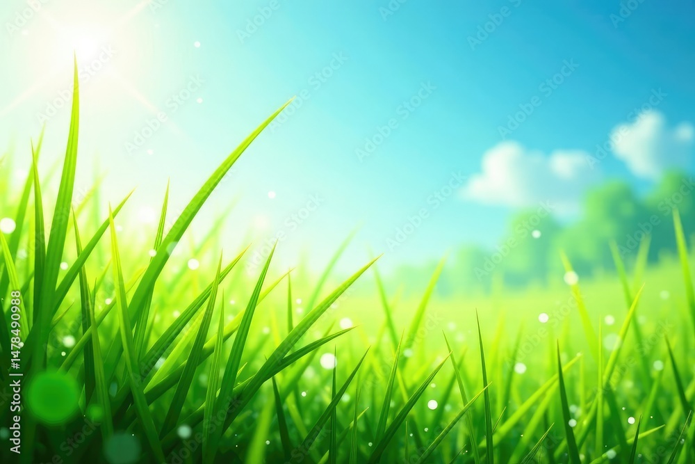 Fototapeta premium Refreshing breeze blowing through tall grass on a sunny day, creating ripples and movement , natural, ecology