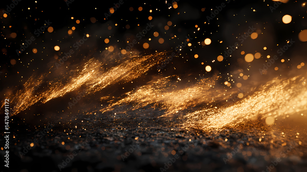 Naklejka premium Sparks ignite a chaotic dance with swirling smoke, painting a destructive scene against darkness. [Hollow Velocity] | Wreckspike Ramp | destructive arc. Illustration