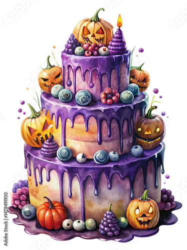 Halloween cake on a transparent background