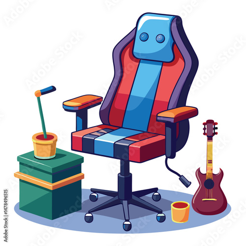 Gaming chair instrument isolated on white background