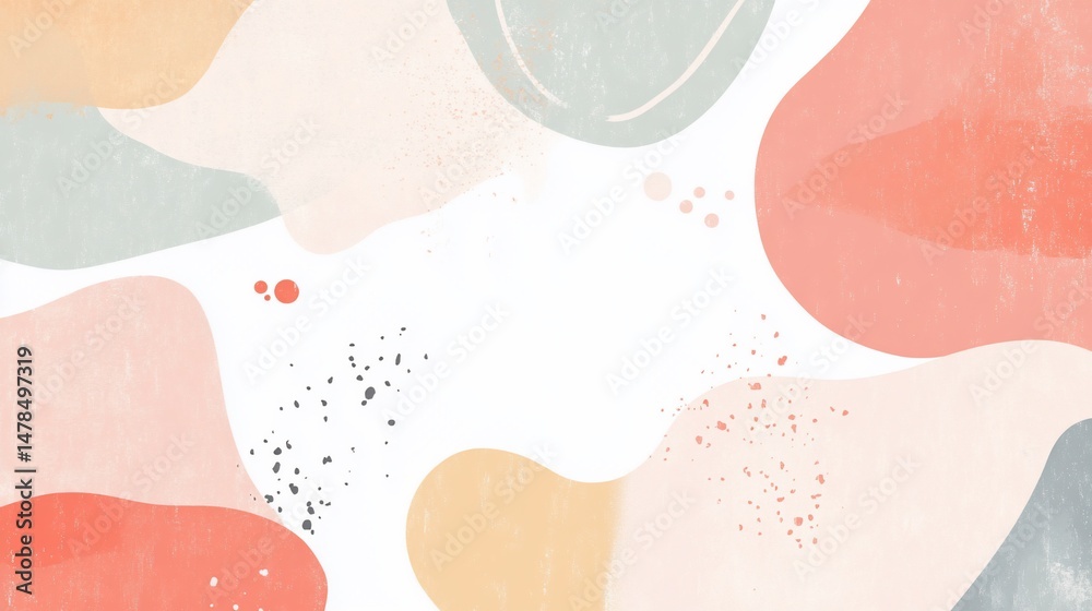 Fototapeta premium Abstract pastel watercolor background with fluid shapes and splatters