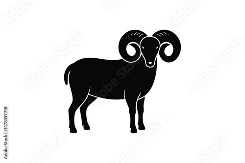 Ram Icon silhouette on white background