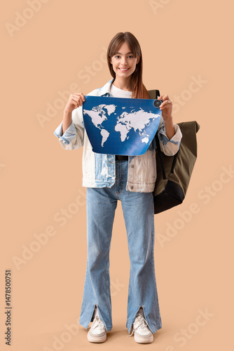 Female tourist with compass...