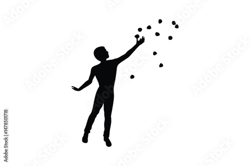 Throwing stone silhouette