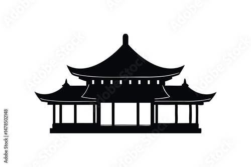 Traditional Asian building silhouette