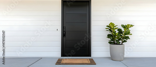 Modern Front Door With Plant Decor