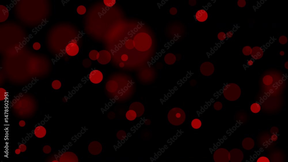 Floating red bokeh lights in dark ambiance, great for romantic or festive visuals and elegant overlays