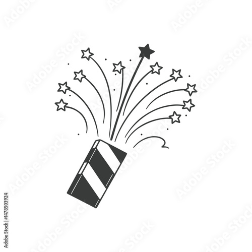 Black Silhouette Of Celebration Fireworks Display On White Background Festive Holiday Vector Illustration Party Celebration Element