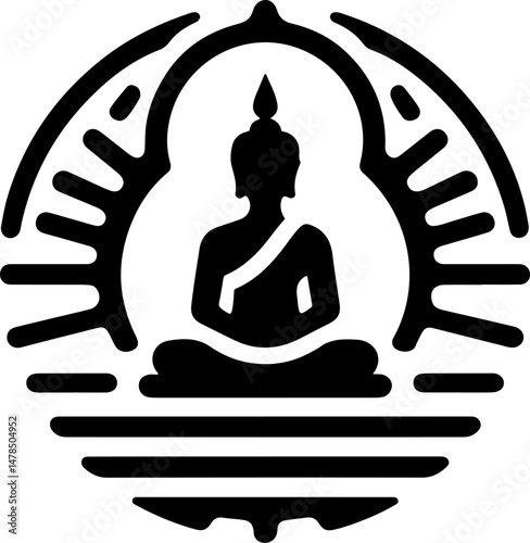 silhouette illustration sketch logo icon design symbol of serenity buddha in meditation emptiness