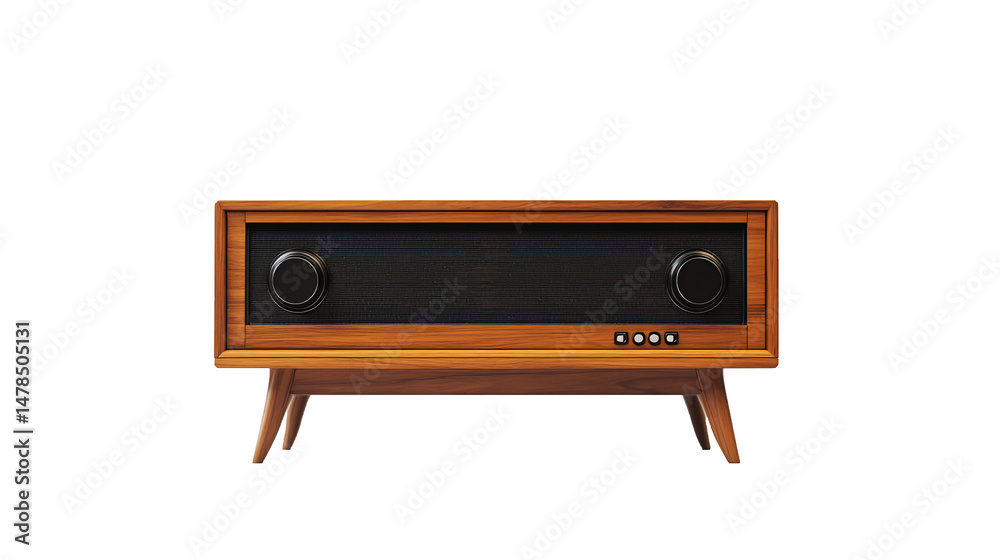 Obraz premium Wooden TV cabinet for home interior decoration, isolated on transparent background. PNG