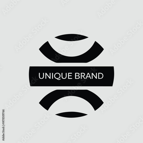 Title: Minimalist Black Brand Circle Logo with Abstract Symmetry
