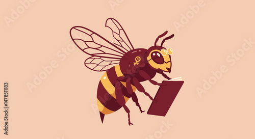 Stylized Bee with Detailed Wings and Bold Color Scheme