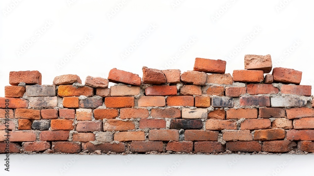 Fototapeta premium Rustic Red Brick Wall with Textured Surface and Weathered Finish
