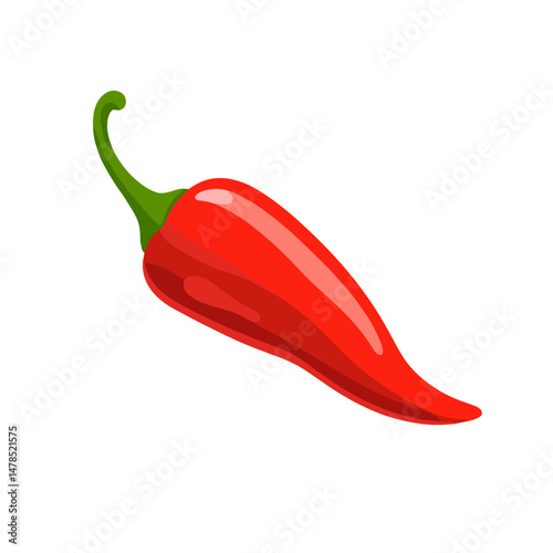A smooth, shiny red chili pepper.