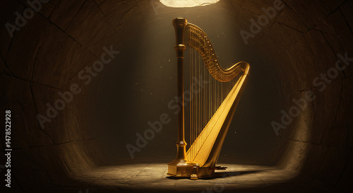 Golden Harp Playing Ethereal Melodies