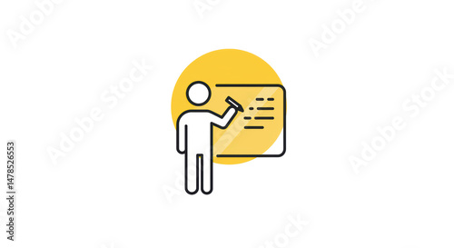 Presenter at Whiteboard: Simple Vector Illustration