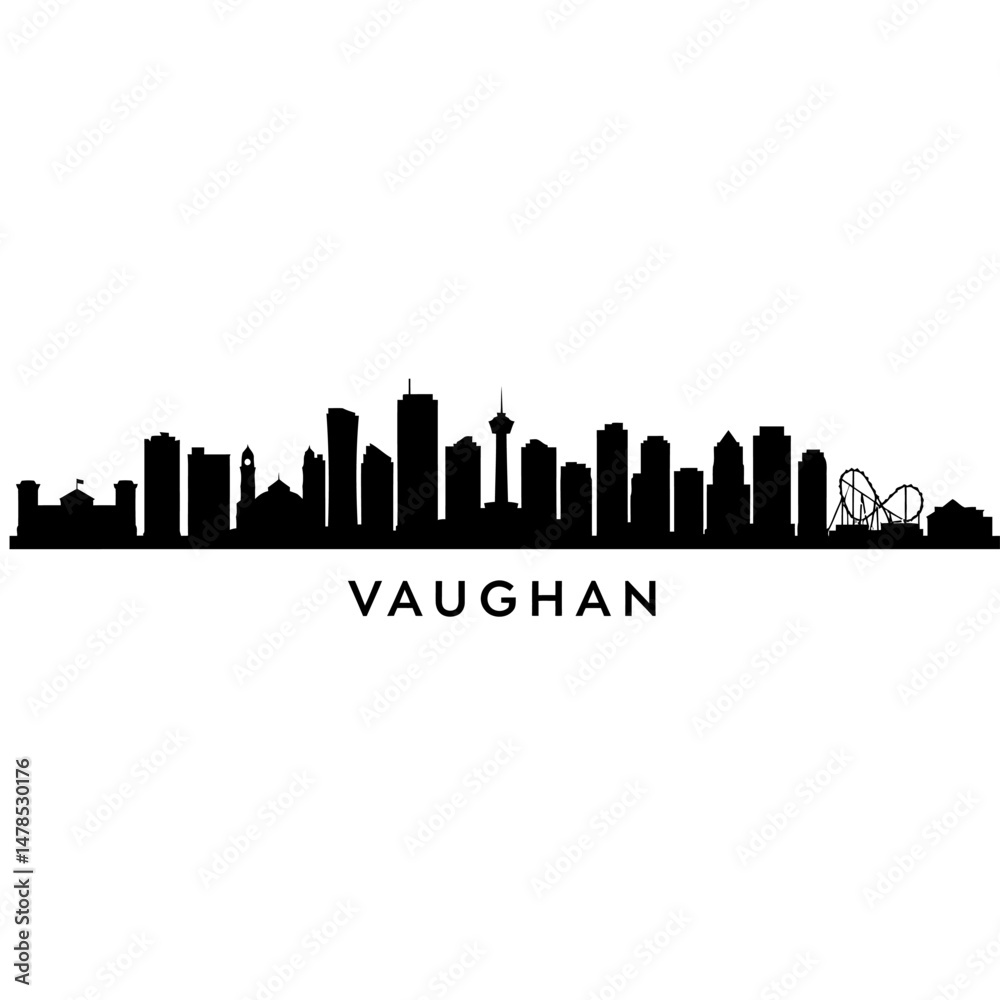 Naklejka premium Vaughan Skyline with Ontario, and Canada Cityscape Silhouette.