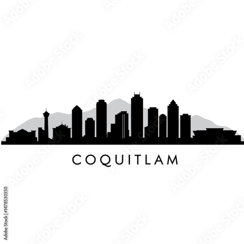 Coquitlam Skyline with BC, and Canada Cityscape Vector.