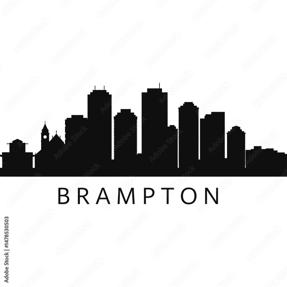 Naklejka premium Brampton Skyline with Ontario, and Canada Cityscape Silhouette.