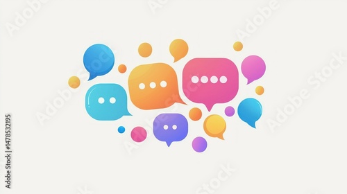Animated icon of a group chat with multiple bubbles