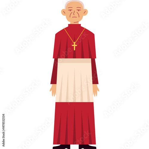 Flat Style Vector of a Vatican Cardinal