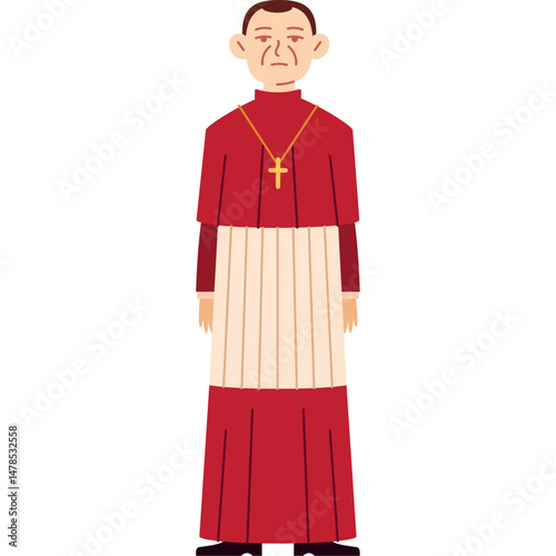 Flat Style Vector of a Vatican Cardinal