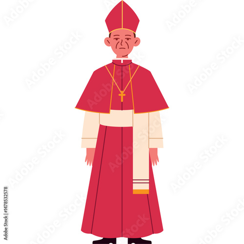Flat Style Vector of a Vatican Cardinal