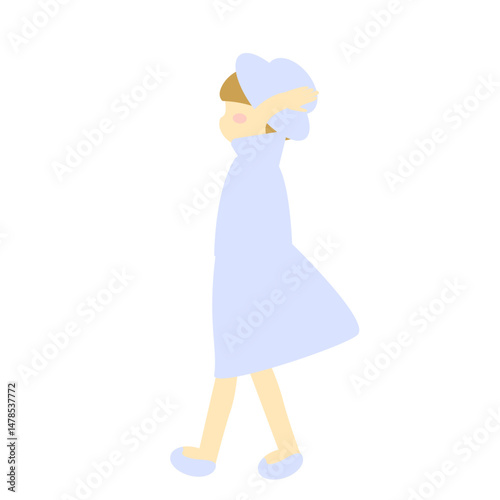青いワンピースを着た爽やかな女の子