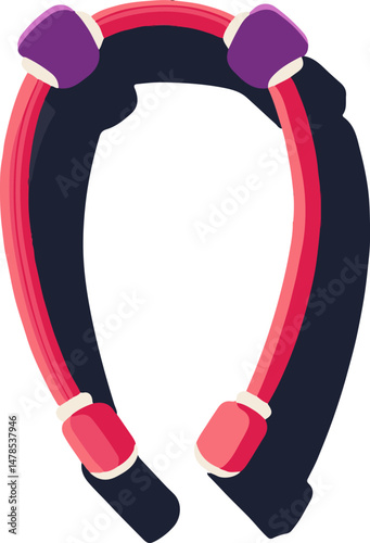 Flat minimal bold silhouette icon of fitness jump rope red silhouette with a purple accent detail health wellness icon
