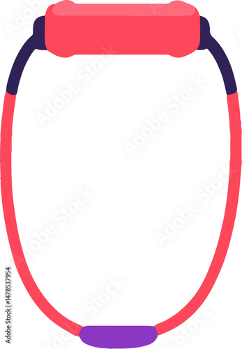 Flat minimal bold silhouette icon of fitness jump rope red silhouette with a purple accent detail health wellness icon