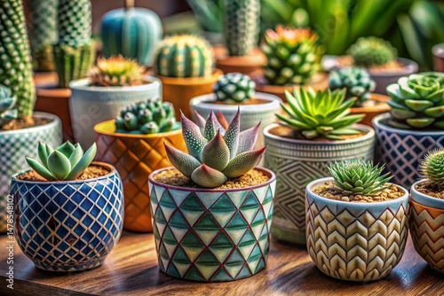 Wallpaper Mural Geometric Plant Pot Patterns: Scientific Study Illustrations - Stock Photo Torontodigital.ca