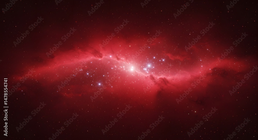 Fototapeta premium Crimson Nebula: A Celestial Tapestry of Stars and Cosmic Dust