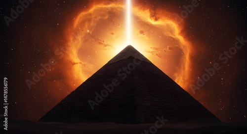 Ancient Pyramid Illuminated by Cosmic Nebula: A Celestial Enigma