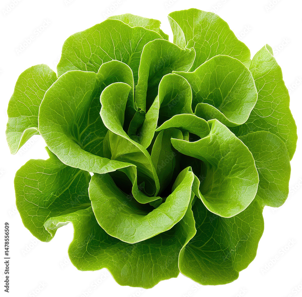 Obraz premium Fresh Green Lettuce Head on White Background