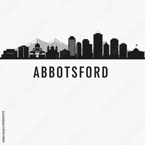 Abbotsford BC Skyline with Cityscape, and Canada.