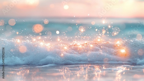 Fototapeta Naklejka Na Ścianę i Meble -  Magical ocean waves at sunset