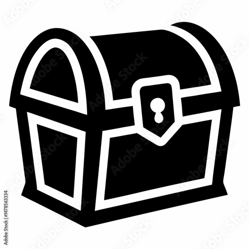 Treasure chest vector on white background.