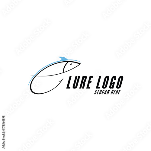 lure logo design with fish hook