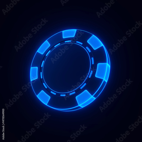 Glowing Blue Poker Chip in the Dark