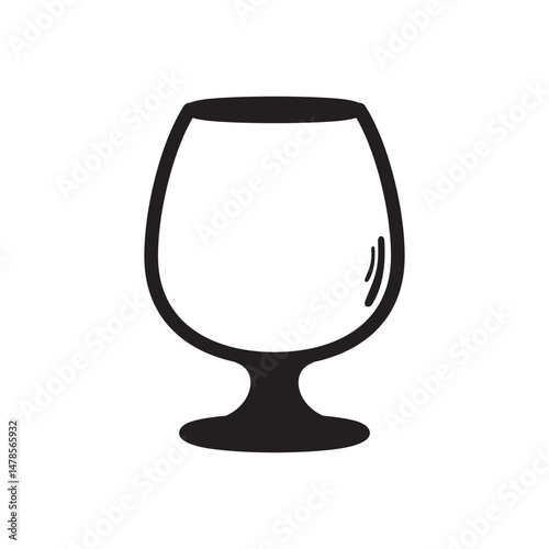 Minimalist black and white vector illustration of a tall glass with a handle and liquid inside. Simple design ideal for beverage, drinkware, or kitchen-related themes
