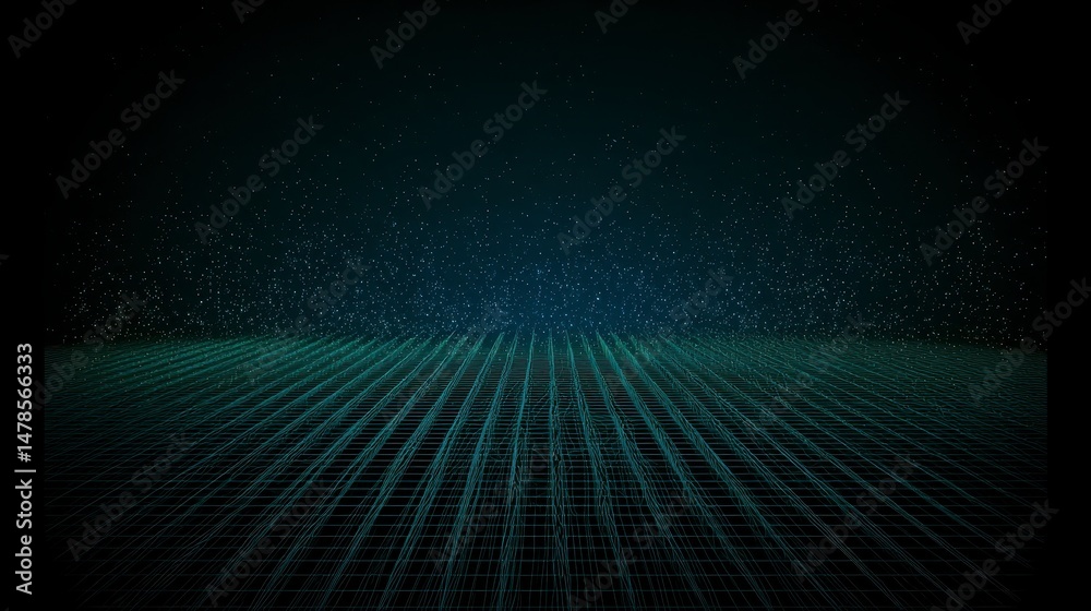Obraz premium Futuristic Grid Network Abstract Tech Background AI Cybersecurity Digital Landscape