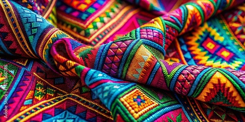 Macro Fashion Illustration: Geometric Textile Patterns on Textured Background