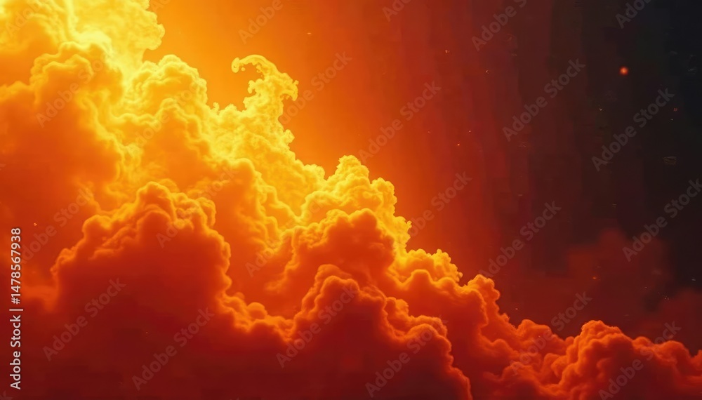 Fototapeta premium Fiery orange and yellow fireball background, abstract swirling flames Perfect for fantasy, energy, heat themes , cosmic, vibrant