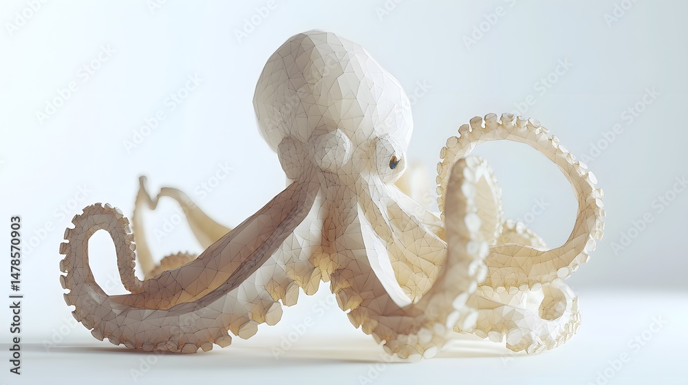 Obraz premium Detailed shot of a light-colored octopus.