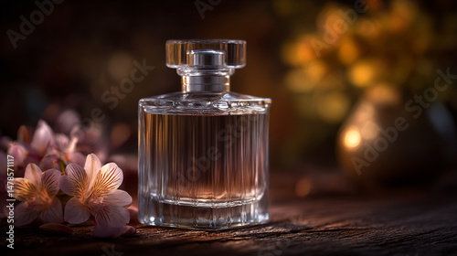 Wallpaper Mural Elegant perfume bottle with floral accents for women fragrance and luxury beauty product promotion image Torontodigital.ca