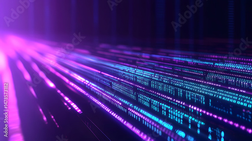 Streaming abstract data virtual space digital art tech environment futuristic viewpoint binary code concept